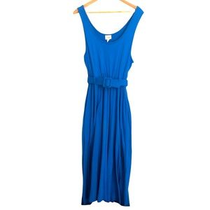 L.L. Bean Long Maxi Dress Cobalt Blue with Belt and Pockets S 6-8